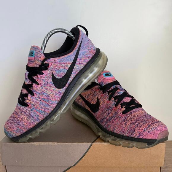 RARE 2015 Nike Flyknit Max MultiColor Women Running Sneakers - SZ 9 - Picture 1 of 13